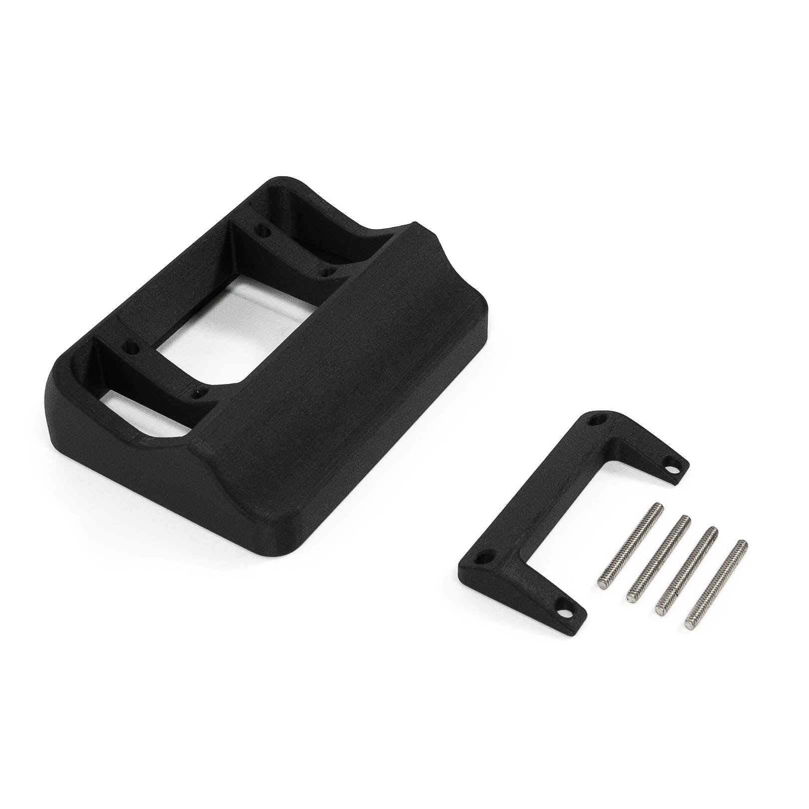 '17-22 Ford F250/F350/F450 SDHQ Built Switch Pros RCR-Force-12 Flow Through Center Console Keypad Mount Display of included parts and Hardware