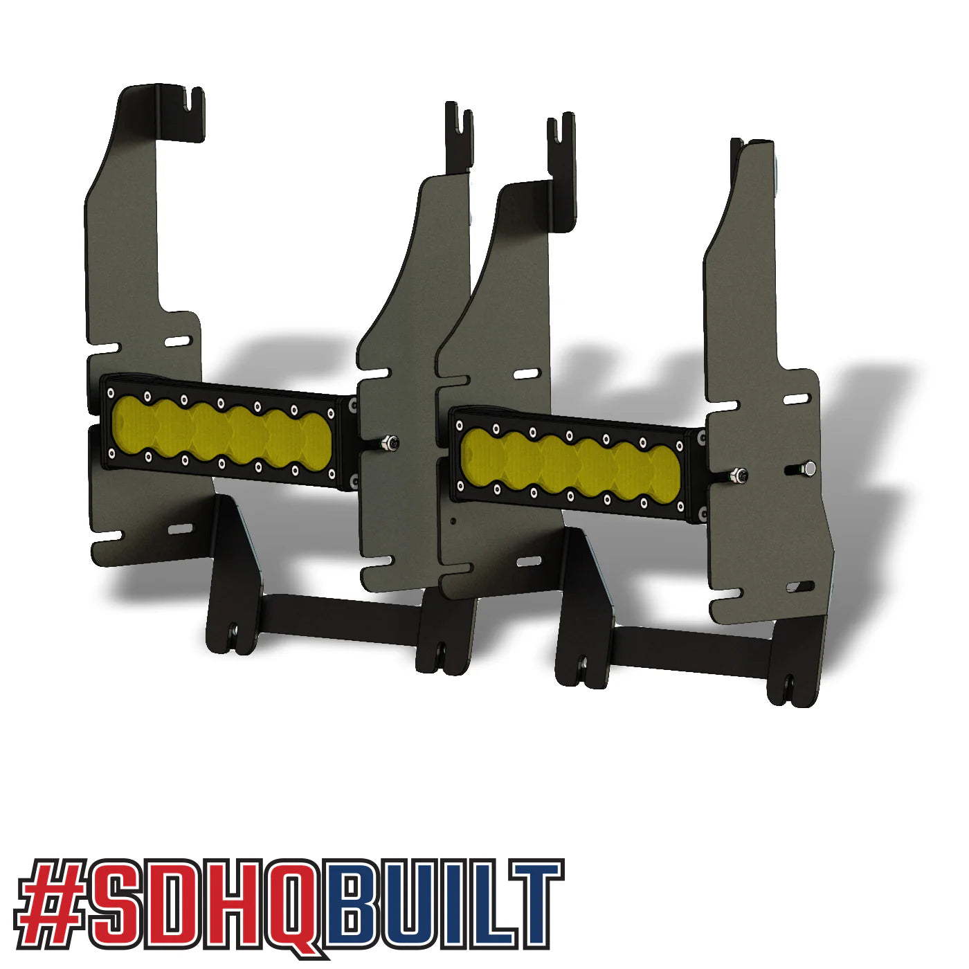 2025 Ram 1500 RHO SDHQ Built Behind the Grille LED Light Bar Mount render with lights mounted in center slot