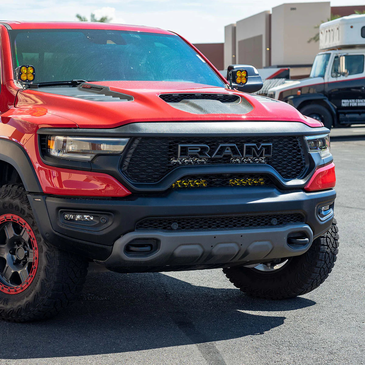 2025 Ram 1500 RHO SDHQ Built Behind the Grille LED Light Bar Mount display installed