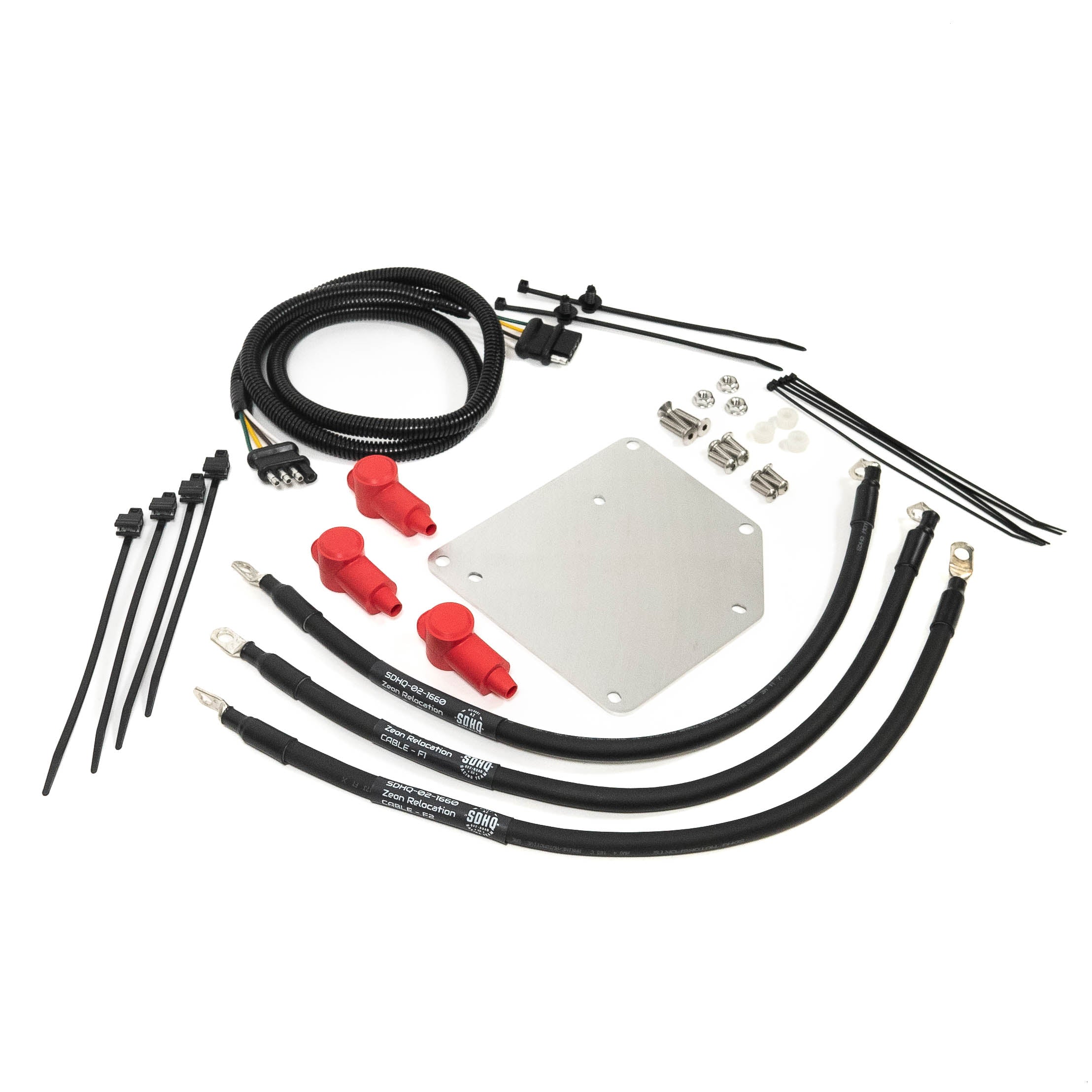 '14-23 Toyota 4Runner SDHQ Built Warn Control Pack Relocation Kit Display of Included Parts