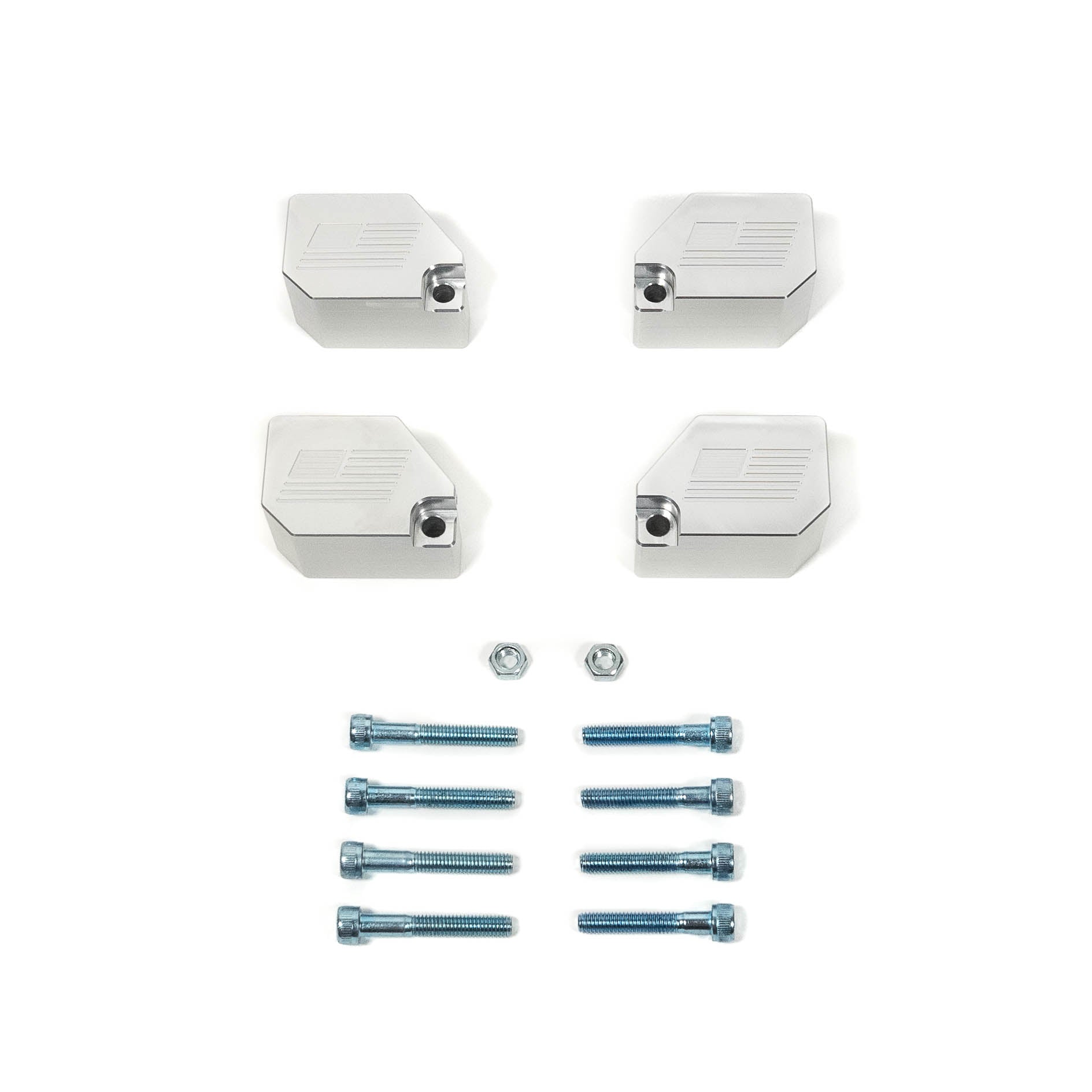 SDHQ Built Billet ABS Guards Display of included Parts