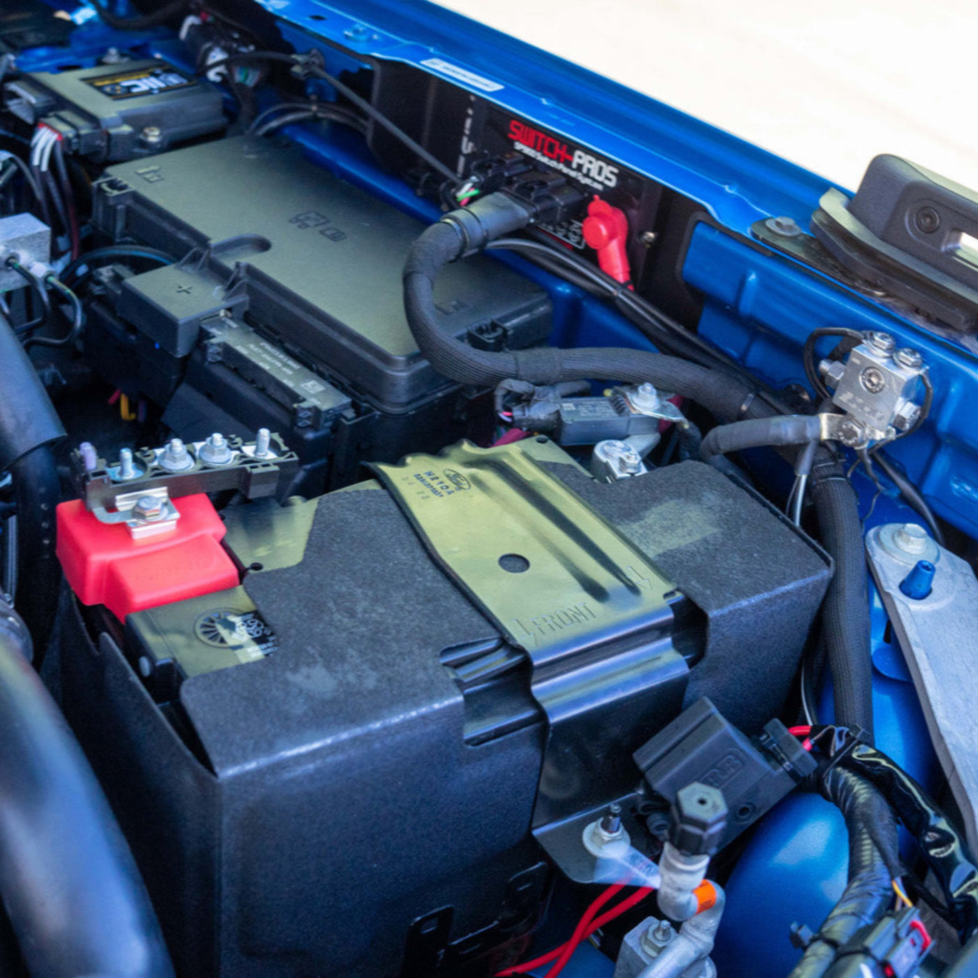 SDHQ Built Billet Battery Terminal/Distribution Kit Installed display