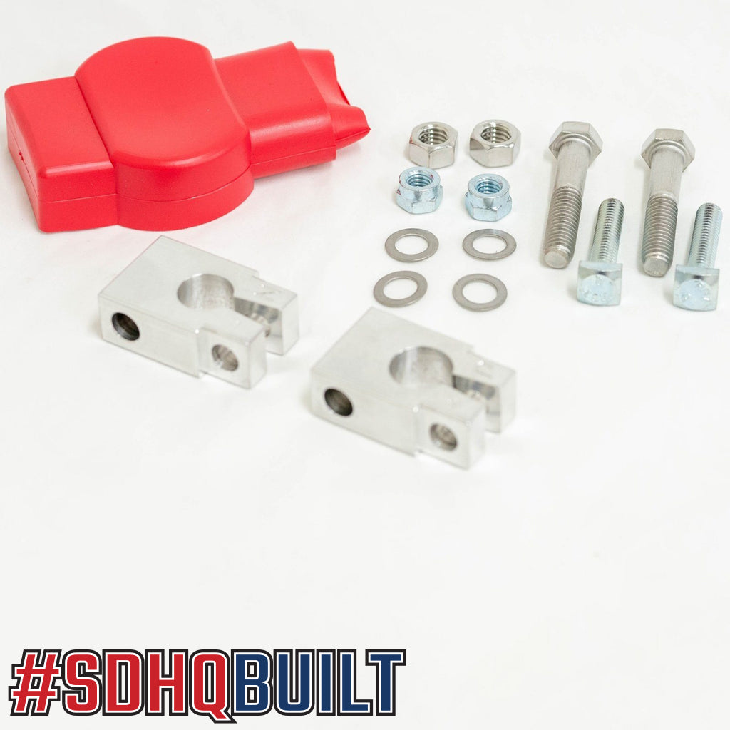 SDHQ Built HD Billet Battery Terminal Kit included parts