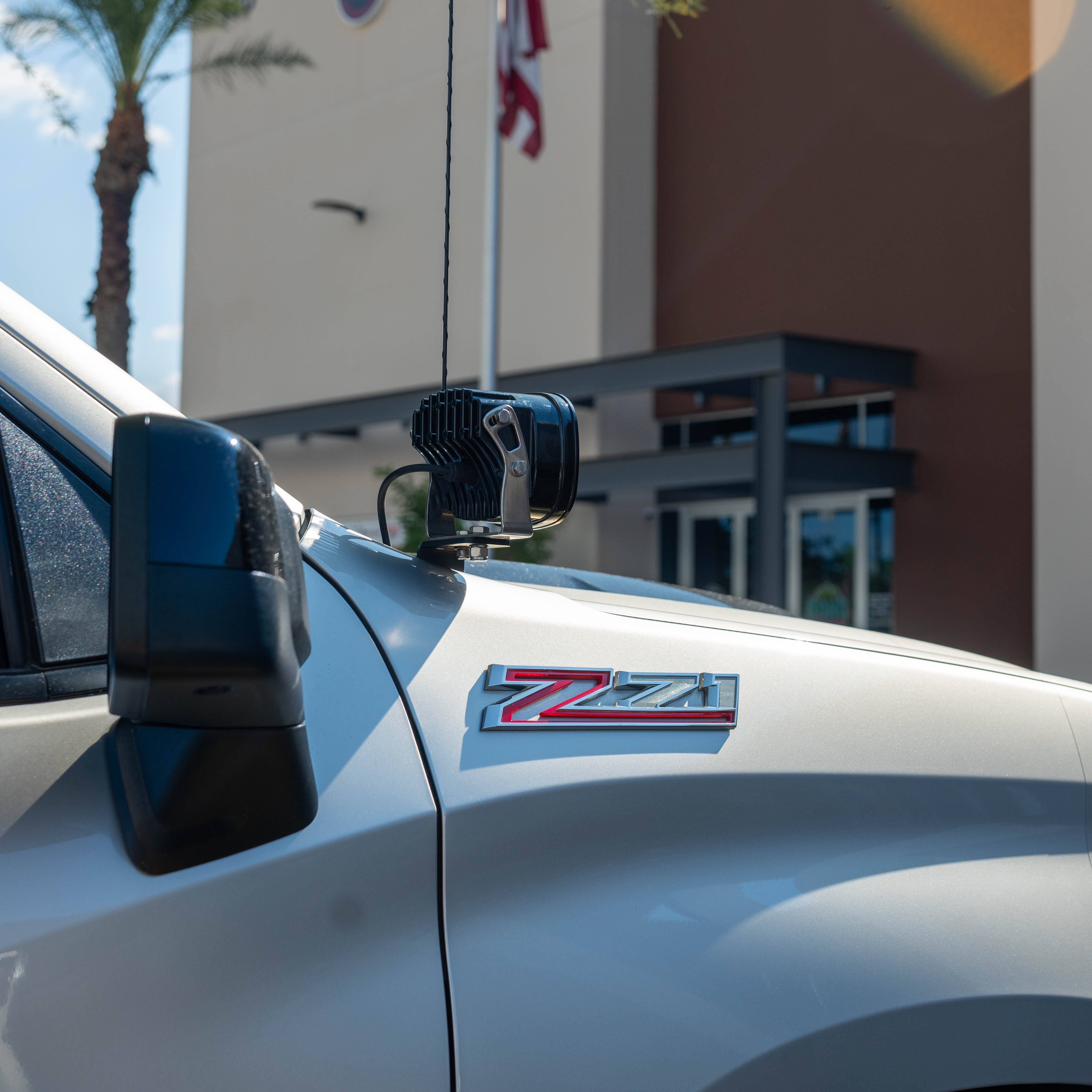 '19-24 Chevy 1500 SDHQ Built A-Pillar Light Mounts Close-up Display on Vehicle