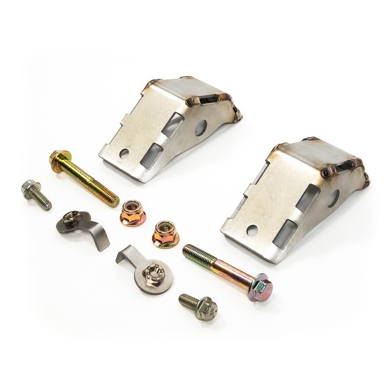 2019-2023 Chevy/GMC 1500 SDHQ Built Rear Shock Guards Display of Included Parts and Hardware