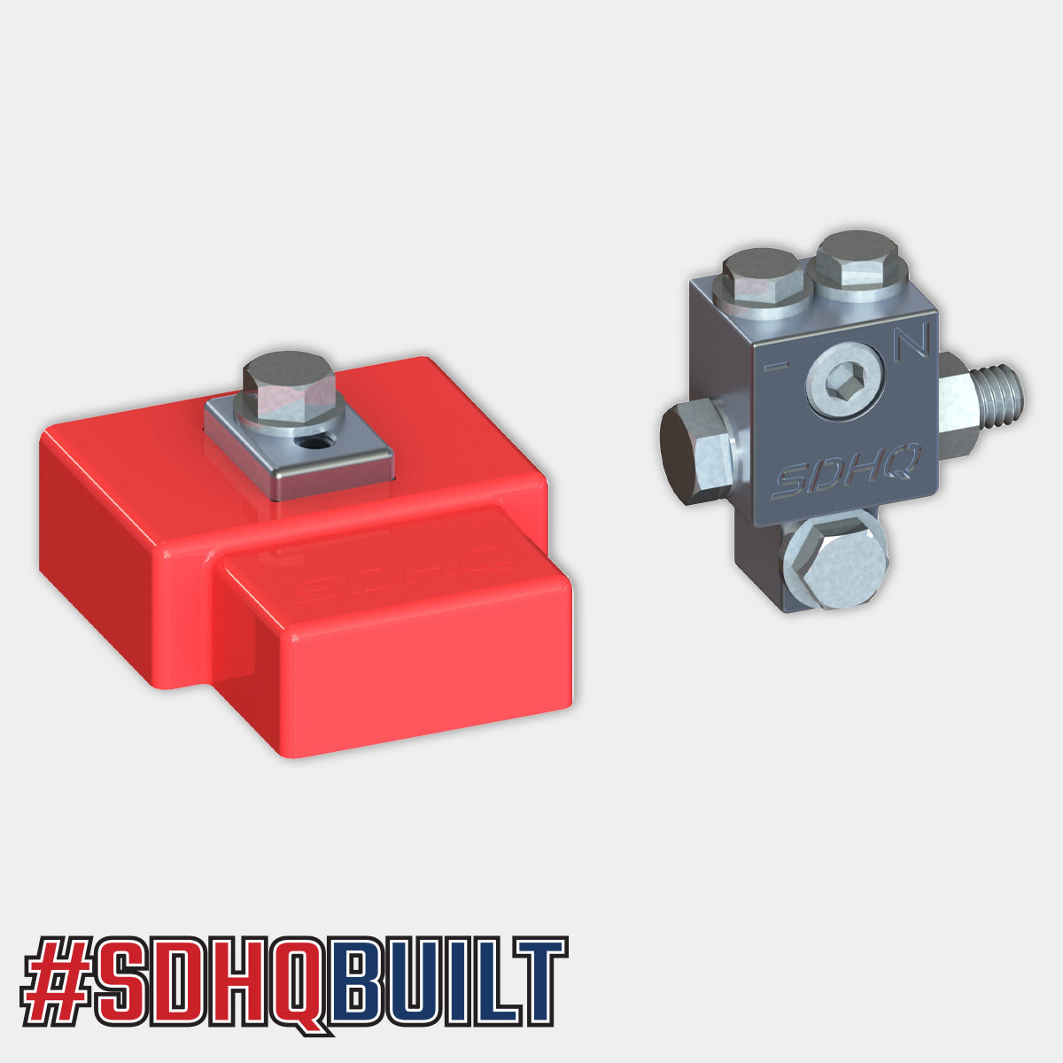 '21-Current Ford F-150 SDHQ Built Complete Billet Battery Terminal Kit Design of terminal and terminal cove