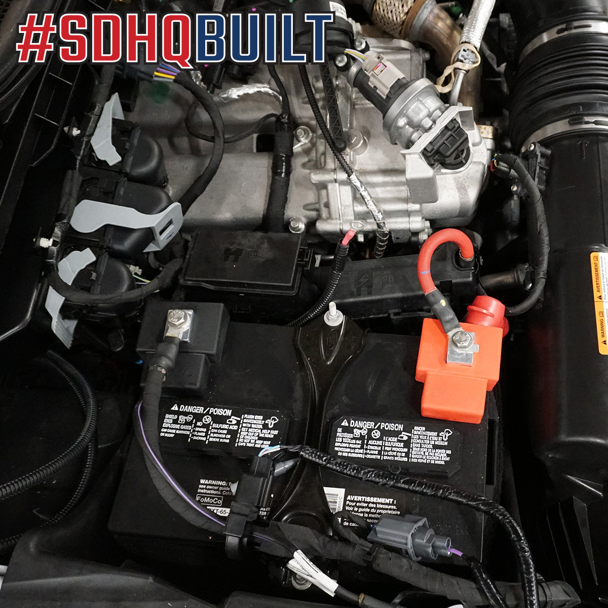20-Current Ford F250/350 SDHQ Built Billet Single Battery Terminal Kit Installed Display