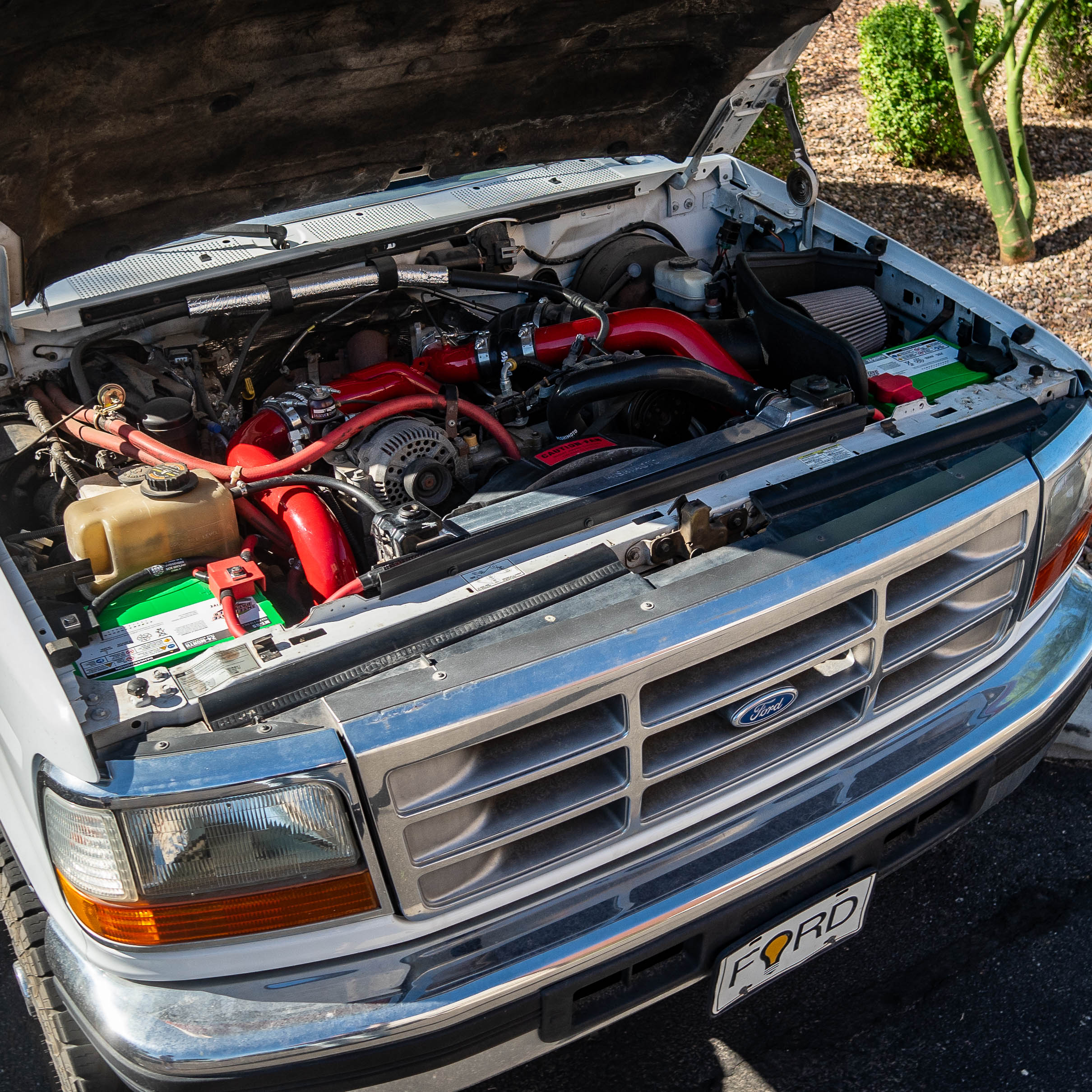SDHQ Built '95-02.5 Ford 7.3L F250/F350/Superduty Billet Battery Terminal Upgrade Kit Installed display