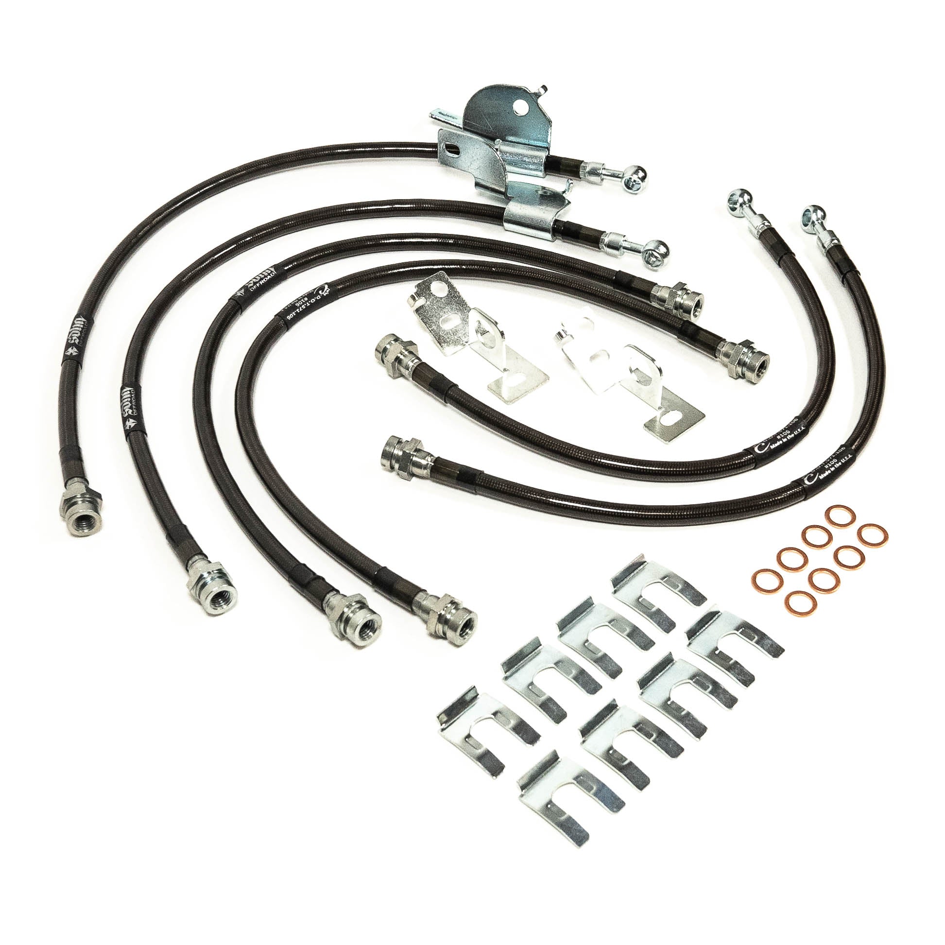 2010-2024 Ford Raptor SDHQ Built Brake Line Kits Display of Included Parts