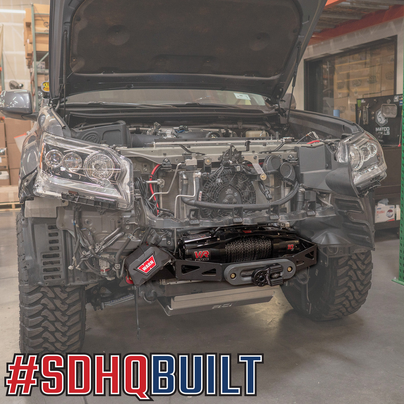 '13-19 Lexus GX460 SDHQ Built Winch Mount Display installed with Evo Winch