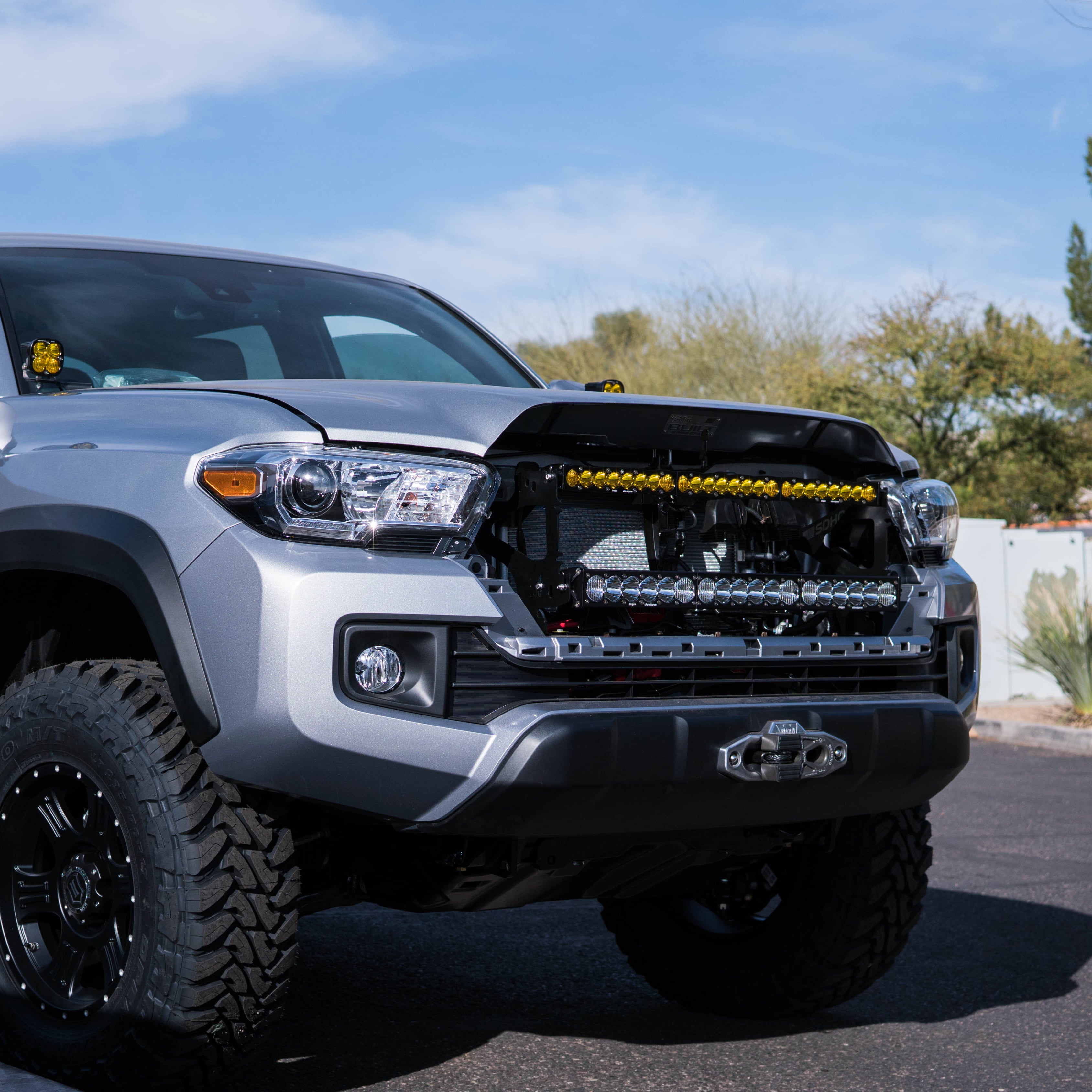 '16-23 Toyota Tacoma SDHQ Built Behind the Grille Dual LED Light Bar Mount