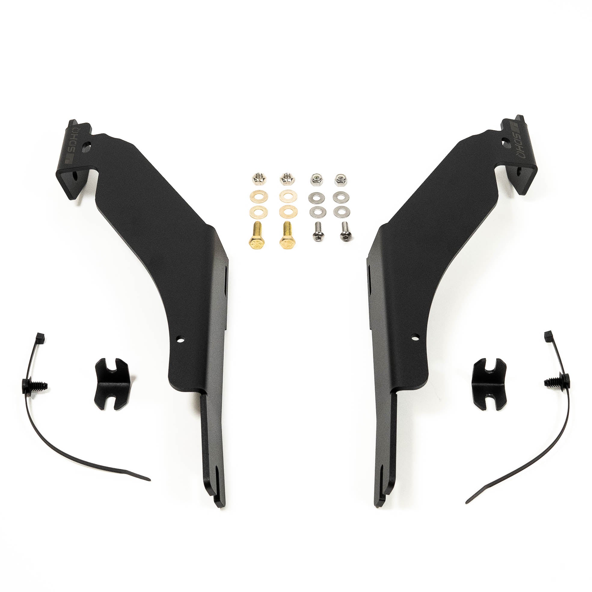 '10-18 Ram 2500/3500 SDHQ Built A-Pillar Light Mounts Display of Included Parts