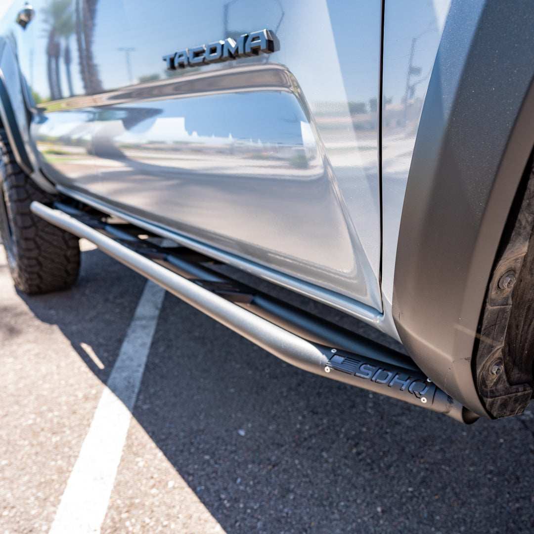 '16-23 Toyota Tacoma Long Bed SDHQ Built Rock Sliders Installed display