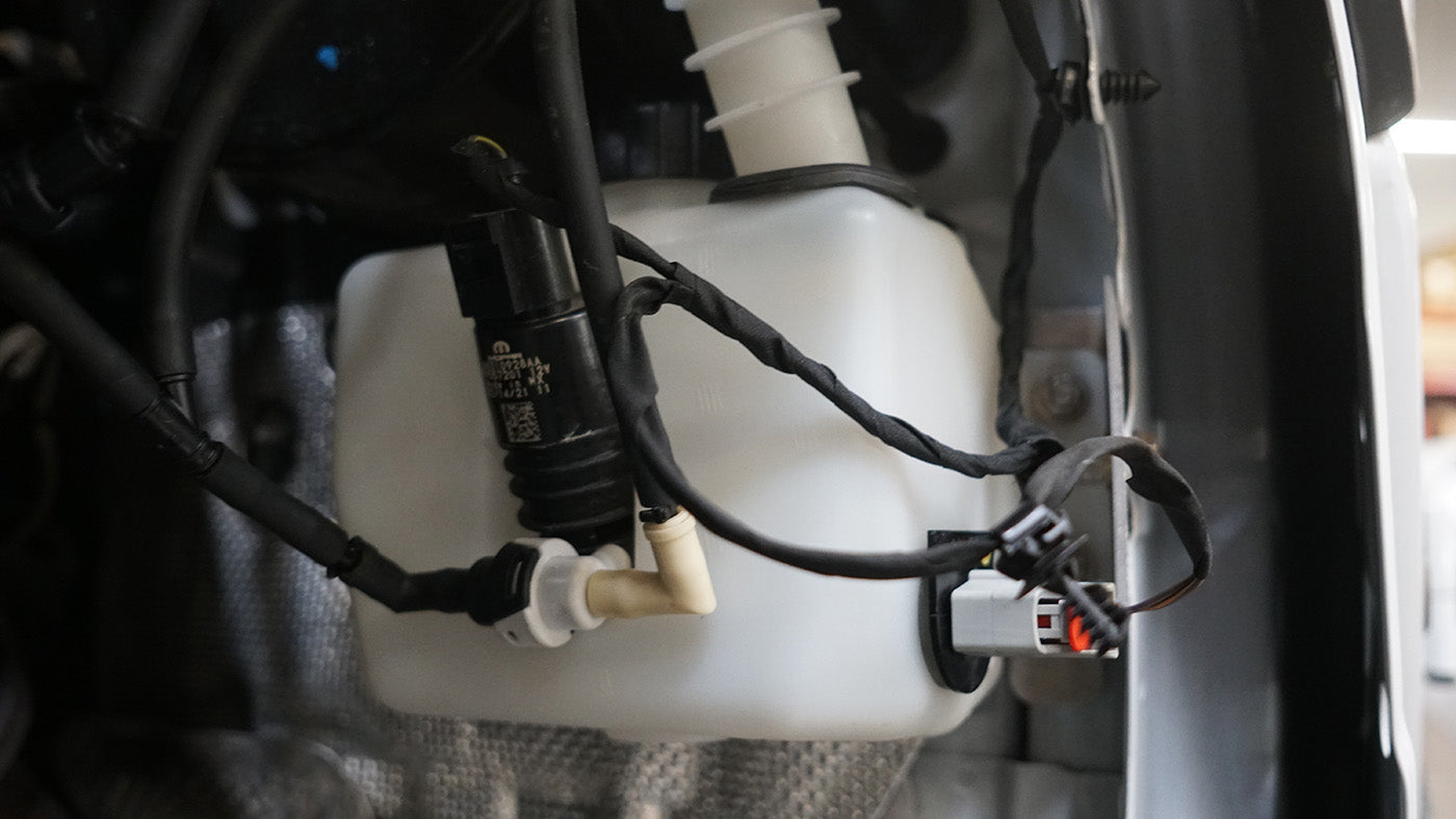 '21-Current Jeep Rubicon 392 SDHQ Built Windshield Washer Bottle Relocation Kit Installed