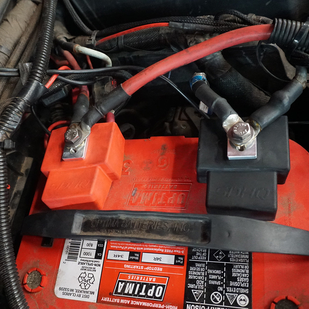 '07-17 Jeep Wrangler JK SDHQ Built Billet Battery Terminal Kit installed display