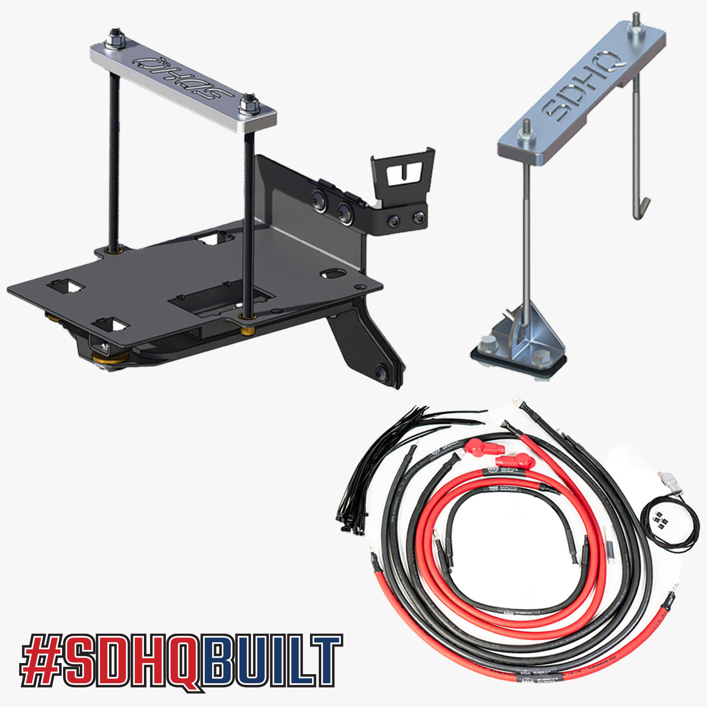 '08-21 200 Series Toyota Land Cruiser "Build your Own" SDHQ Dual Battery Kit Display of Included Tray additional wiring and Hold down