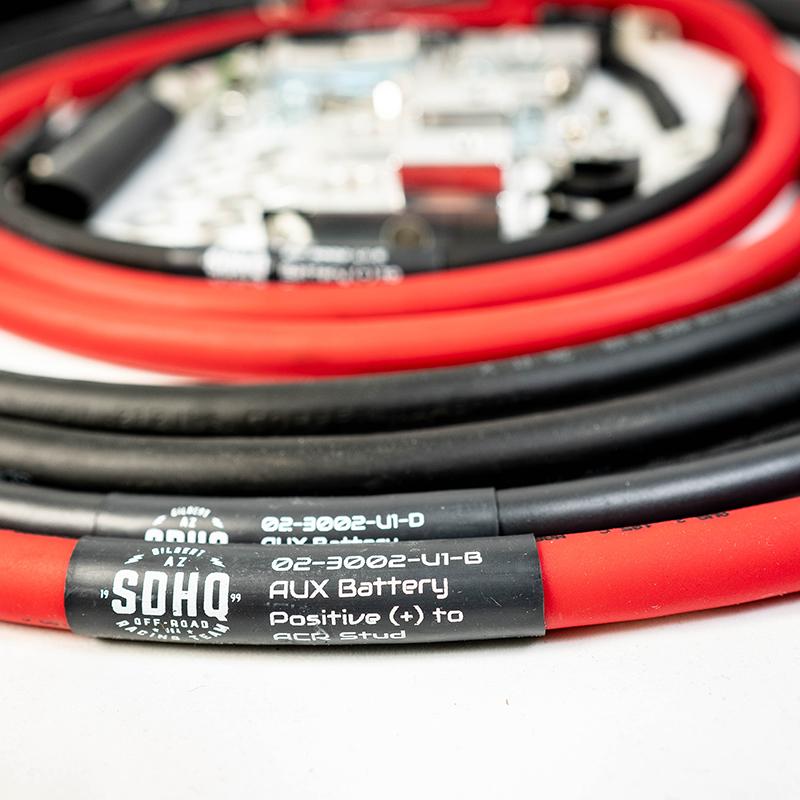 '08-21 Lexus LX570 SDHQ Built Complete Dual Battery Kit Close-up Display of Included Wiring