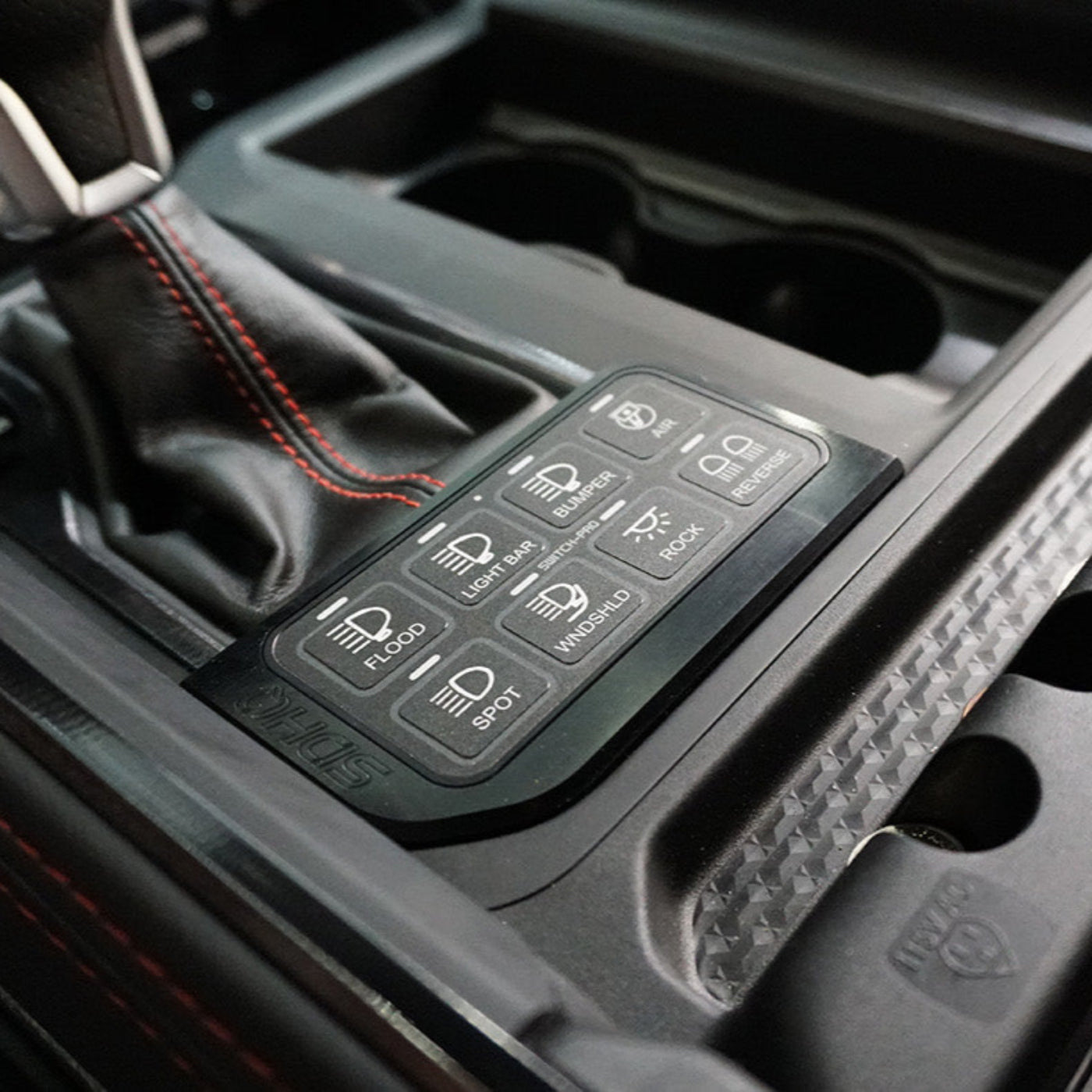 '21-23 Ram 1500 TRX SDHQ Built Billet Switch-Pros SP-9100 Keypad Mount Installed Close-up Display