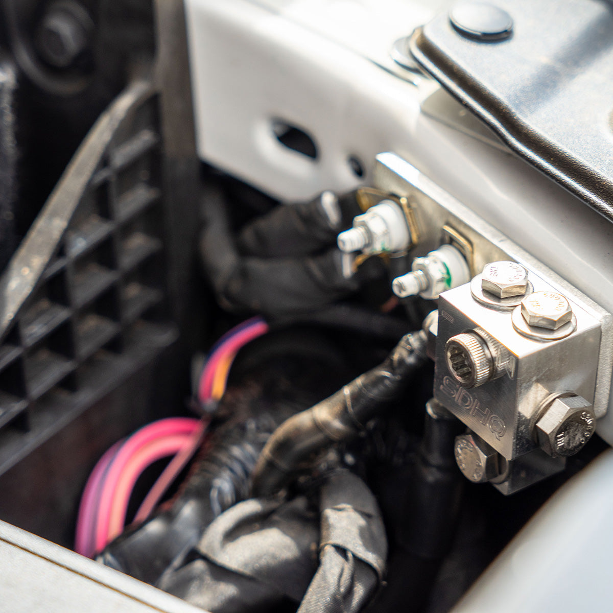 '21-24 Ram 1500 TRX SDHQ Built Billet Battery Terminal Kit Close-up Installed Display