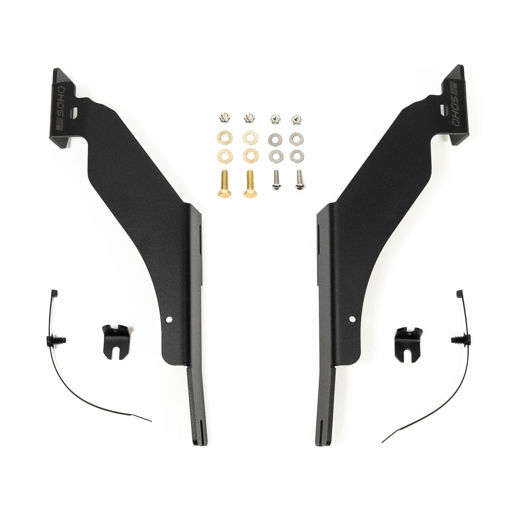 '10-18 Ram 2500/3500 SDHQ Built A-Pillar Light Mounts Display of Included Parts
