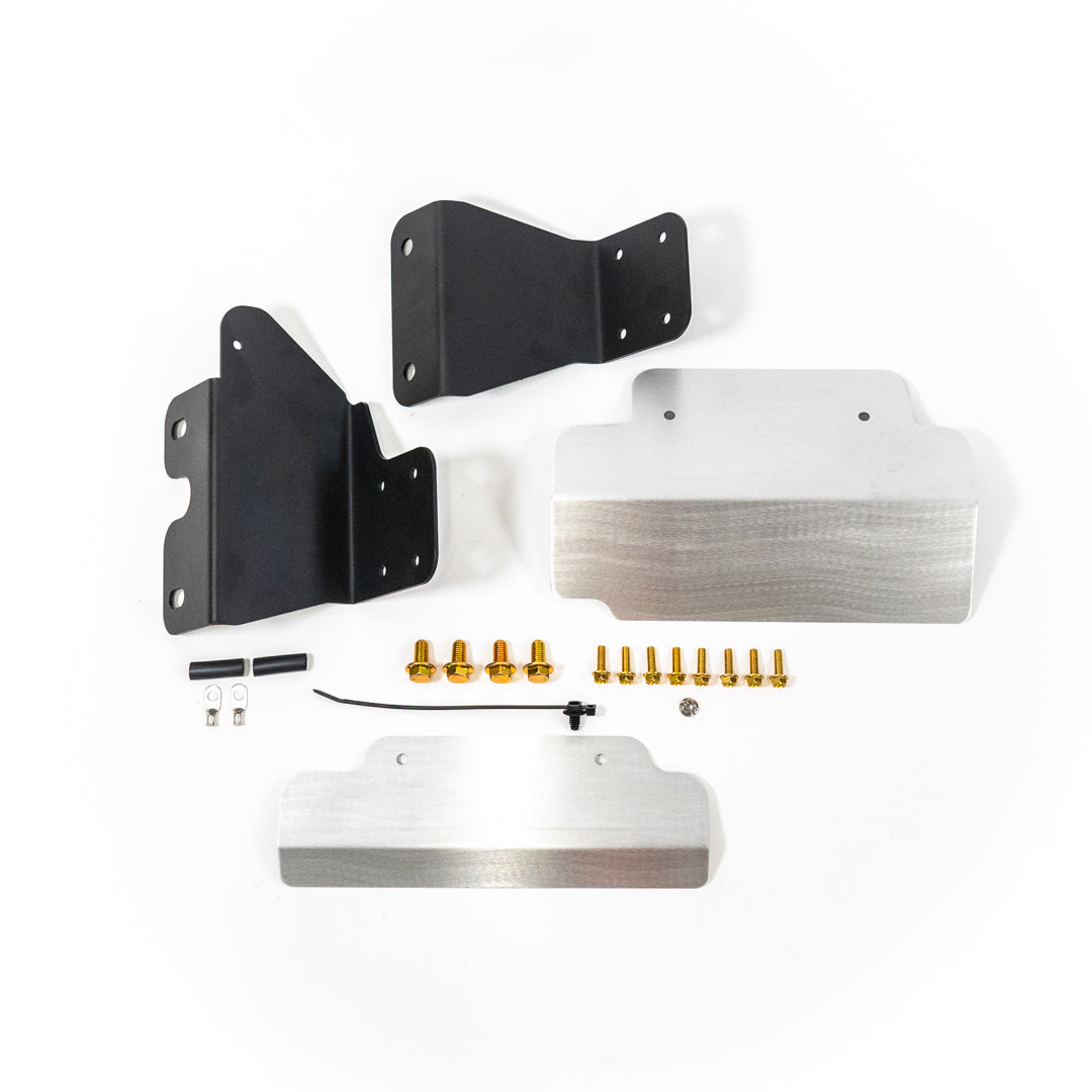 '24 Ford Ranger/Ranger Raptor Air Compressor Mount Display of included parts and hardware