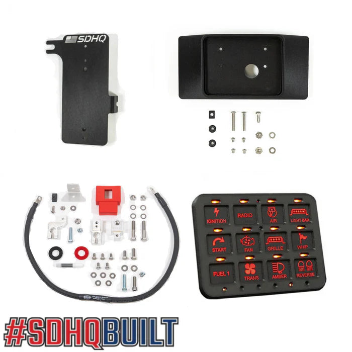 '24 Ford Ranger Complete Switch Pros Kit Display of Included components - RCR Keypad Mount - with Terminal Kit