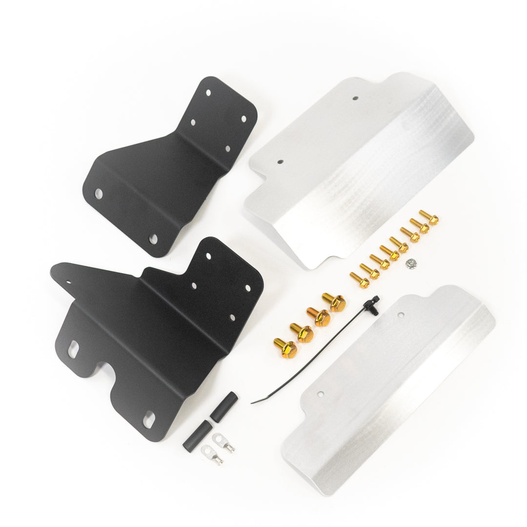 '24 Ford Ranger/Ranger Raptor Air Compressor Mount display of included parts and hardware