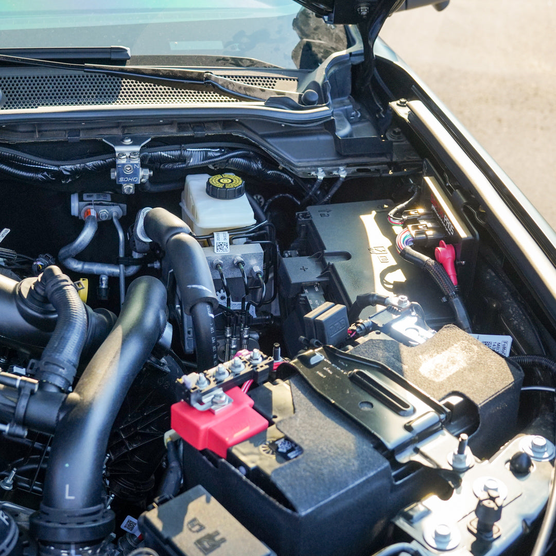 '24 Ford Ranger/Ranger Raptor Billet Battery Terminal Upgrade Kit Installed display