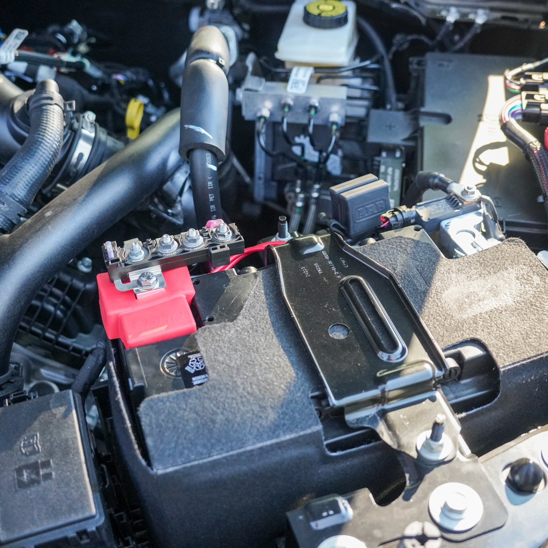 '24 Ford Ranger/Ranger Raptor Billet Battery Terminal Upgrade Kit Installed Display