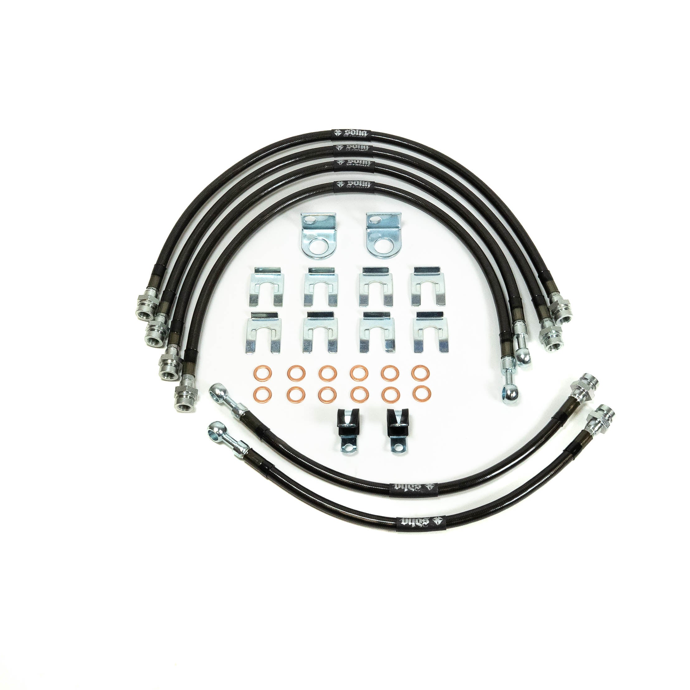 2010-2024 Ford Raptor SDHQ Built Brake Line Kits Display of Included Parts