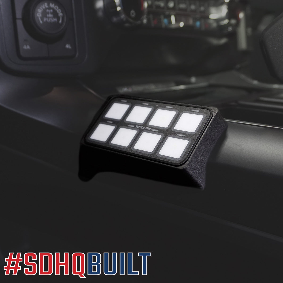 '21-23 Ford Raptor SDHQ Built Switch-Pros SP-9100 Flow Through Center Console Keypad Mount Display installed