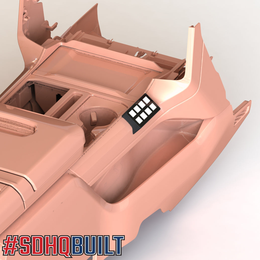'21-23 Ford Raptor SDHQ Built Switch-Pros SP-9100 Flow Through Center Console Keypad Mount Right Hand Side Design of Mounting Location