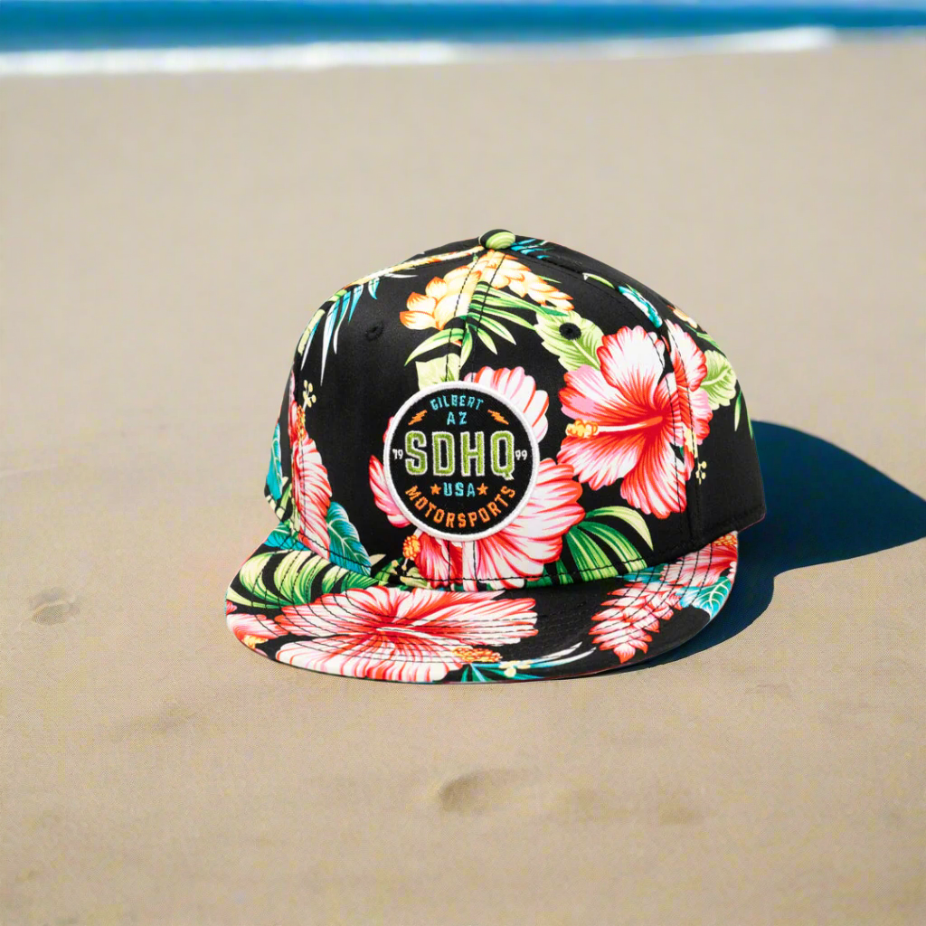 SDHQ Hawaiian Snapback Hat Front View Display