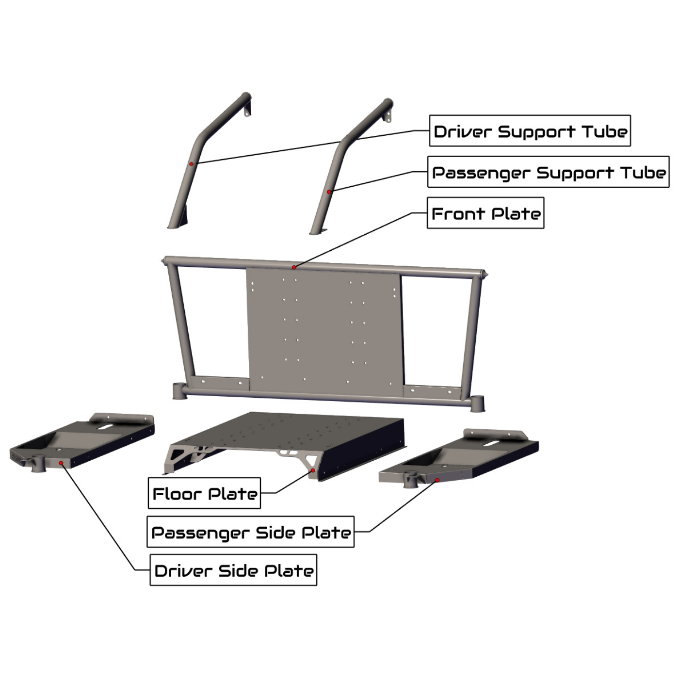 SDHQ BUILT 2017+ F150 RAPTOR CHASE RACK EXPLODED DIAGRAM DISPLAY