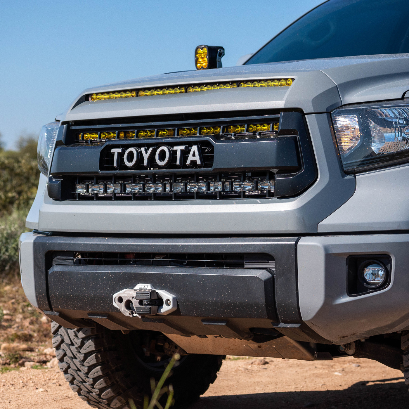 10-21 Toyota Tundra SDHQ Built Hidden Winch Mount DISPLAY INSTALLED ON SDHQ BUILT TUNDRA TRD PRO UP CLOSE PHOTO
