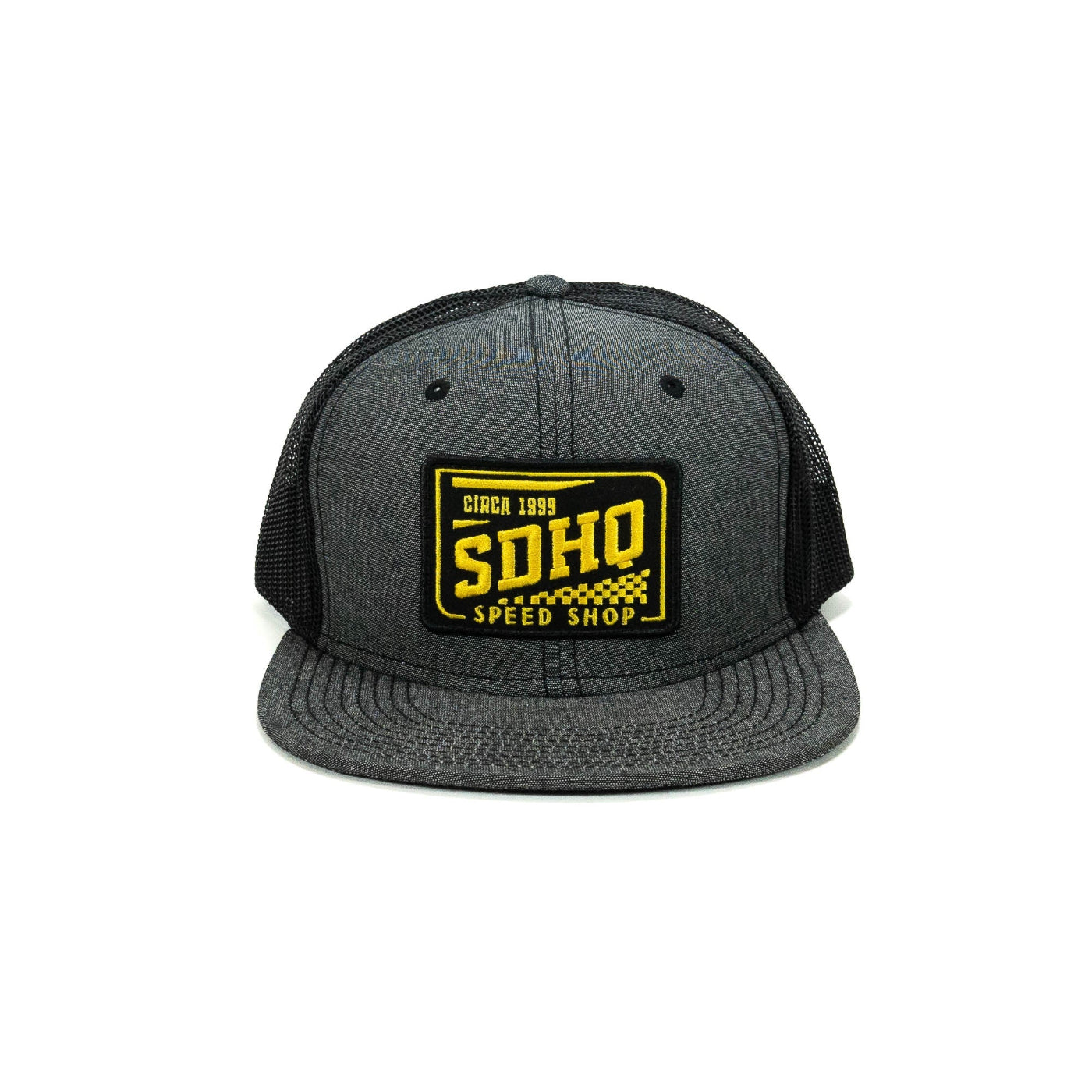 SDHQ Speed Shop Trucker Hat display from front of hat
