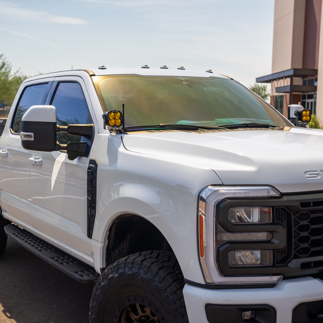'23-24 FORD SUPER DUTY SDHQ BUILT A-PILLAR LIGHT MOUNTS installed