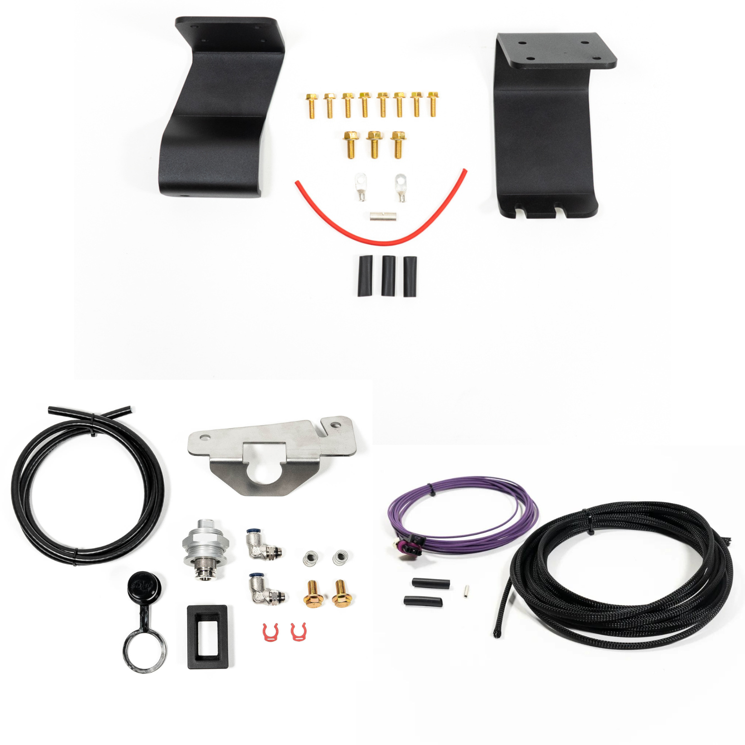 SDHQ Built '23-24 Sequoia ARB Twin Compressor Mounting Kit display of included parts