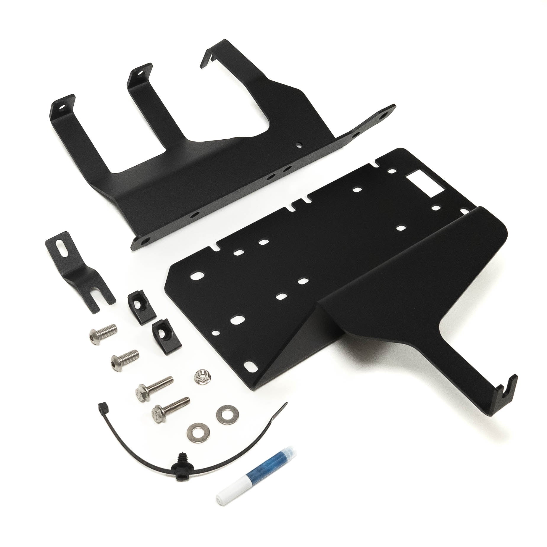 '08-22 Toyota Sequoia SDHQ Built ARB Air Compressor Mount Angled Display of Included Parts and Hardware