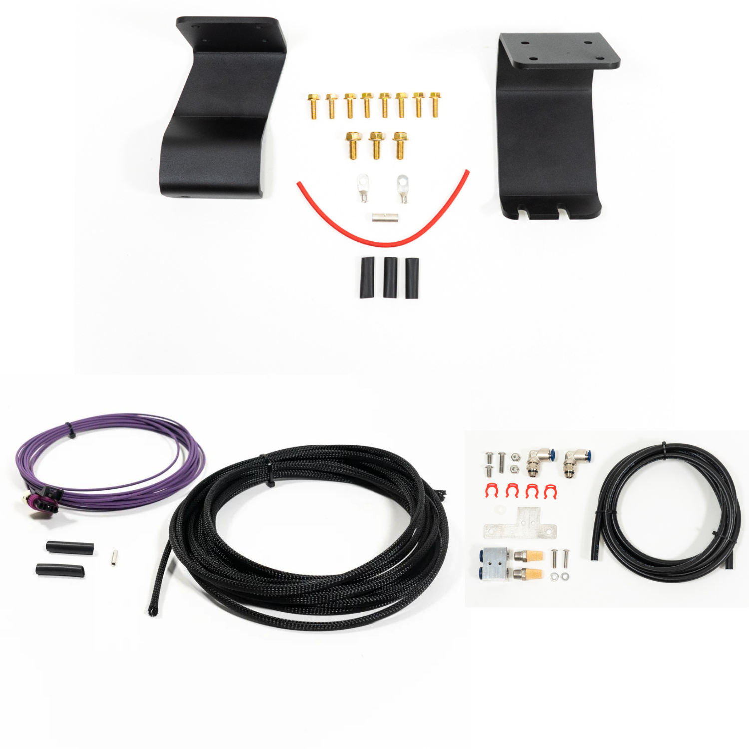 SDHQ Built '23-24 Sequoia ARB Twin Compressor Mounting Kit display of included parts
