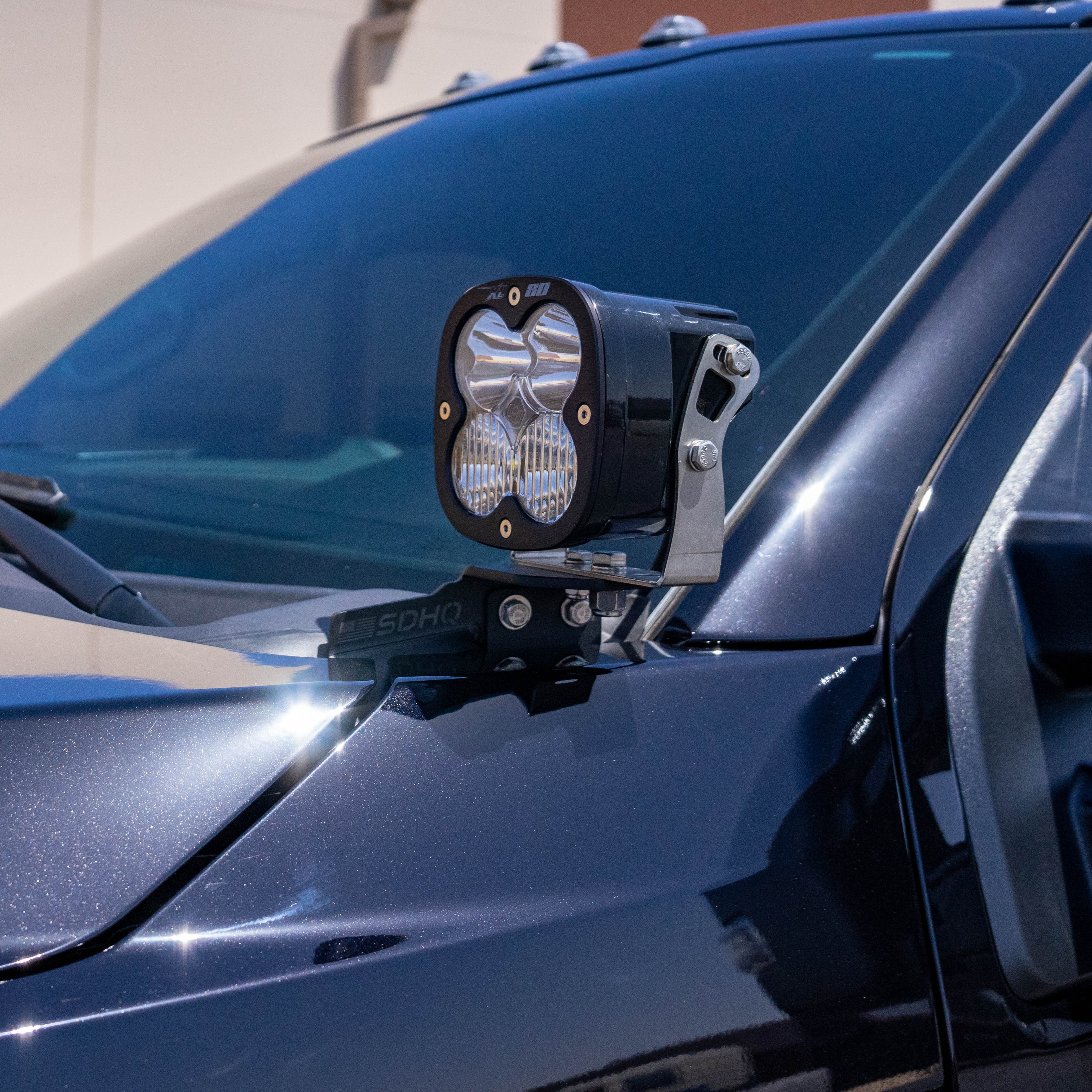 '17-Current Ford Super Duty SDHQ Built A-Pillar Light Mounts Close-up on Vehicle