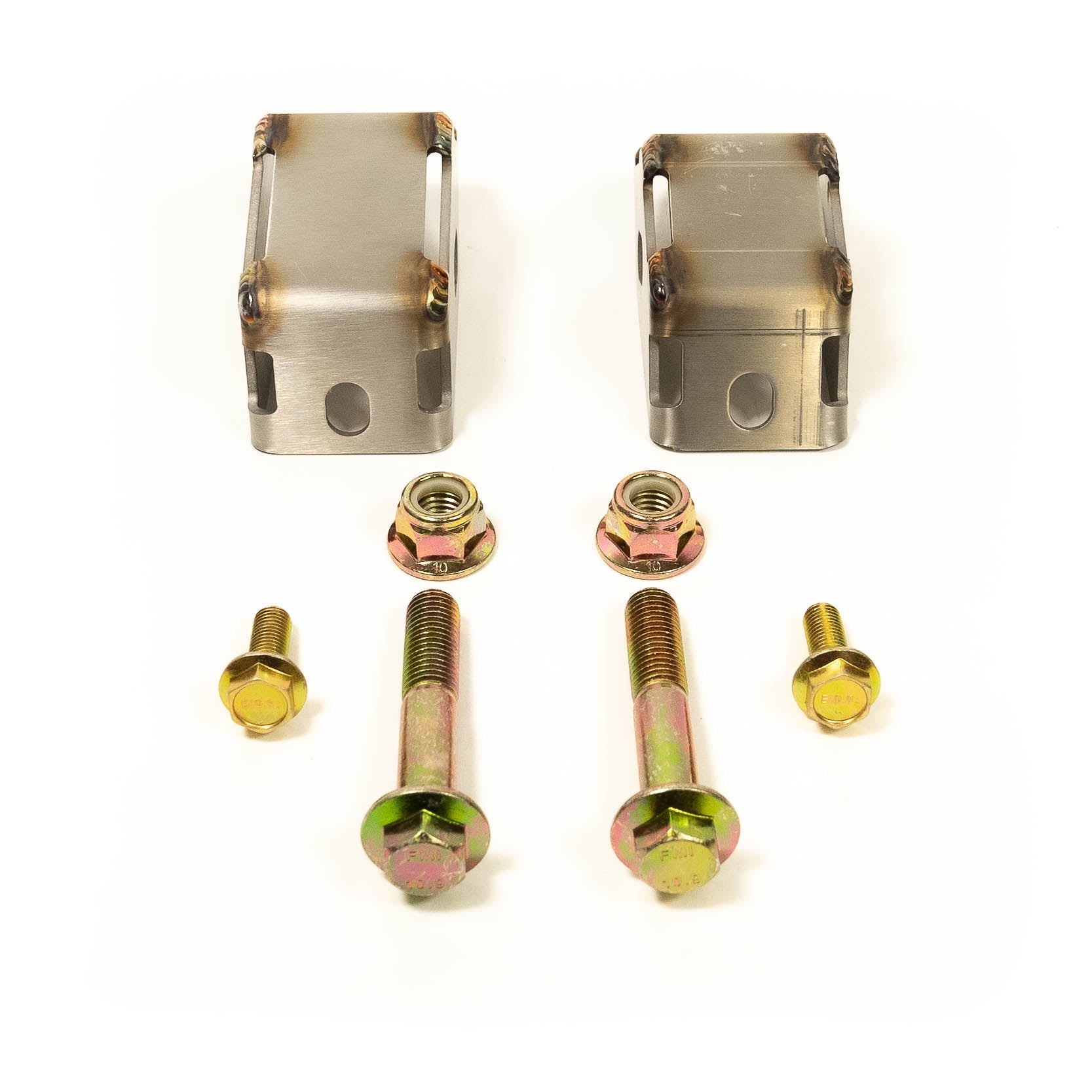 '17-24 Ford Super Duty SDHQ Built Rear Shock Guards Display of Included Parts and Hardware