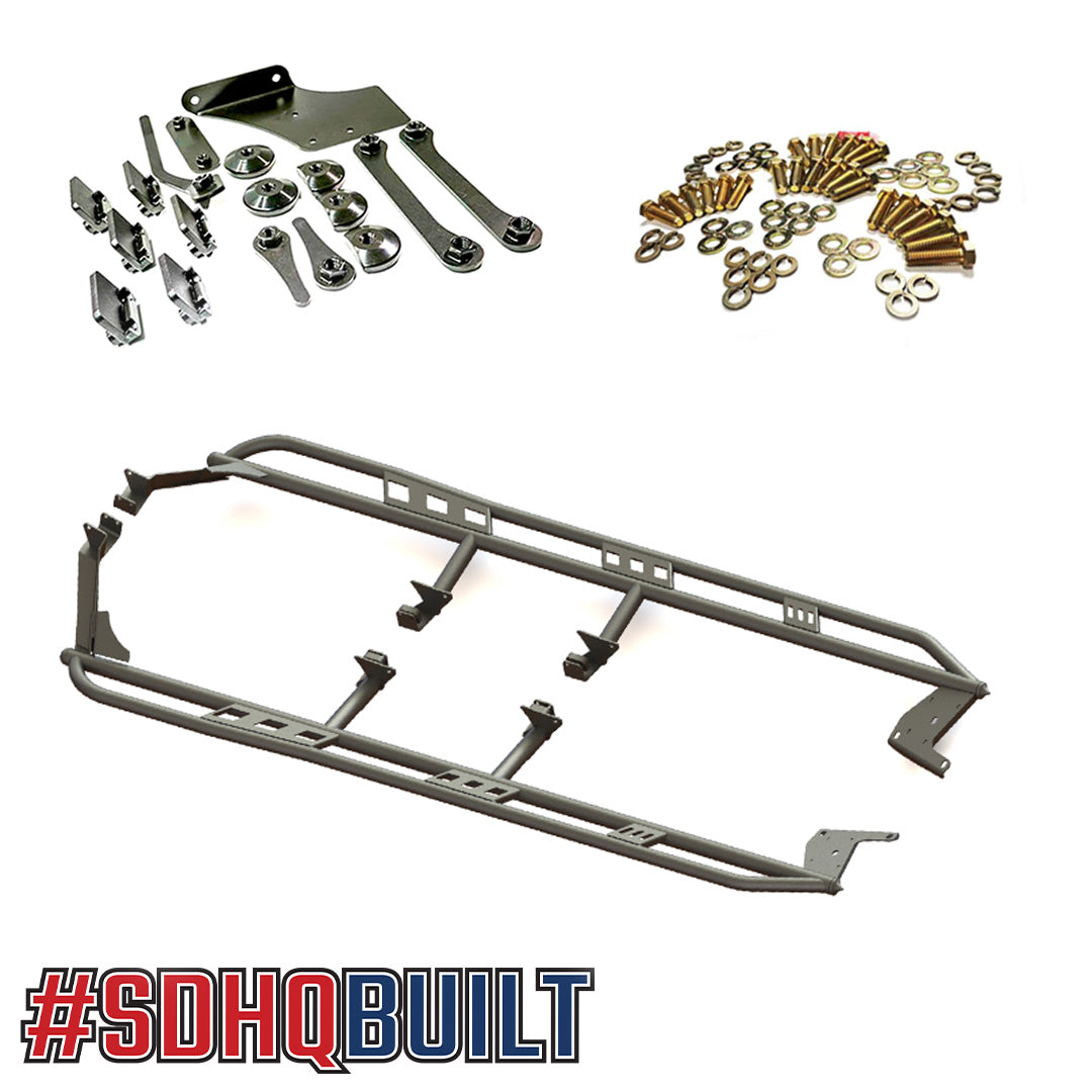 '16-23 Toyota Tacoma SDHQ Built Rock Sliders Design and Display of Included Parts and Hardware