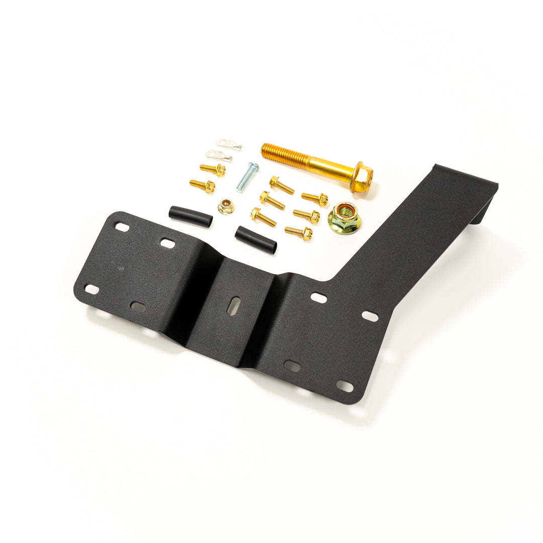 SDHQ Built '24 Tacoma Air Compressor Mount display of included parts and hardware