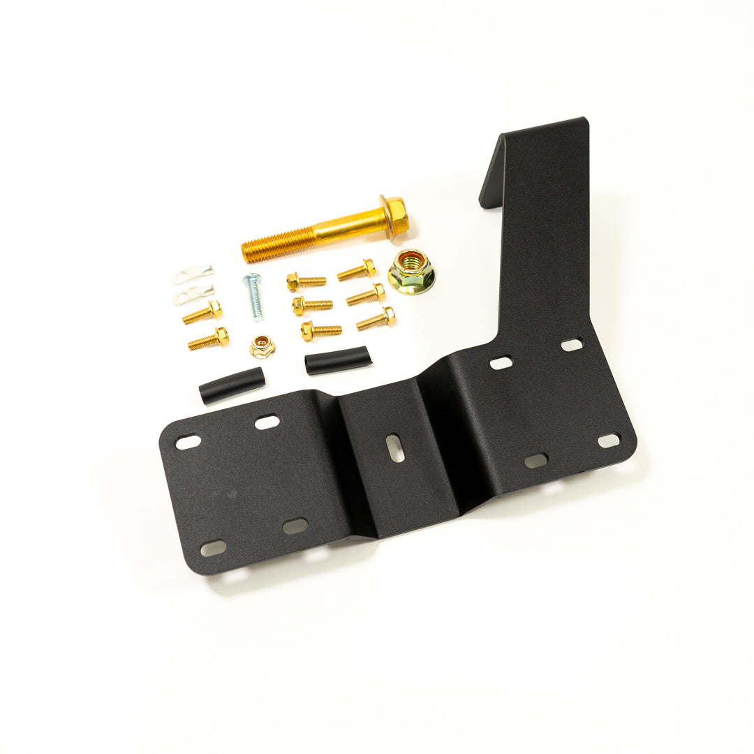 SDHQ Built '24 Tacoma Air Compressor Mount display of included parts and hardware