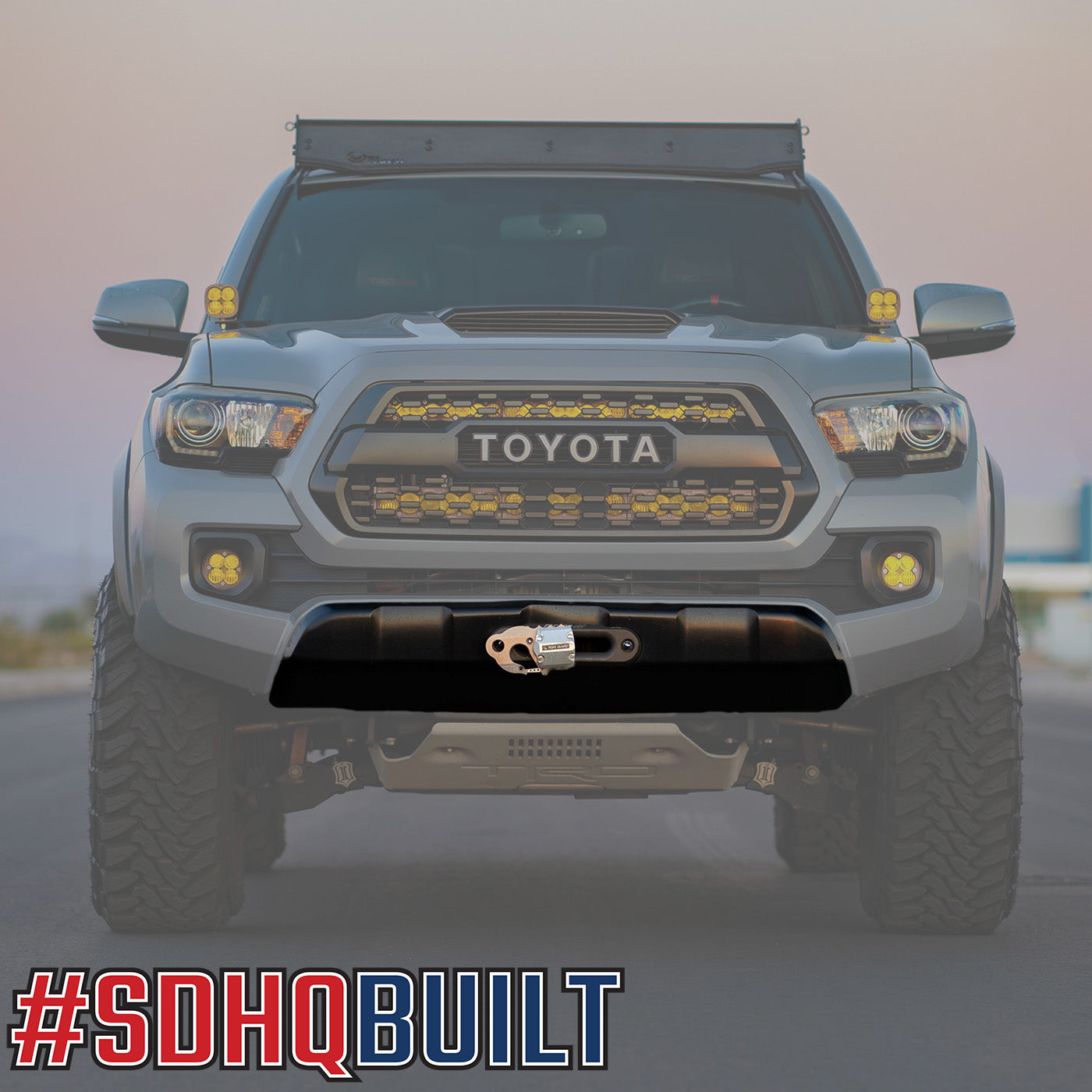 '16-23 Toyota Tacoma SDHQ Built Hidden Winch Mount Display on Vehicle
