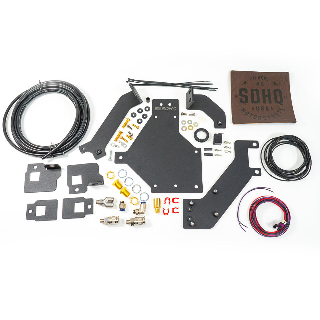 '22-Current Toyota Tundra Crew Max SDHQ Built ARB Air Compressor Mount Display of included parts