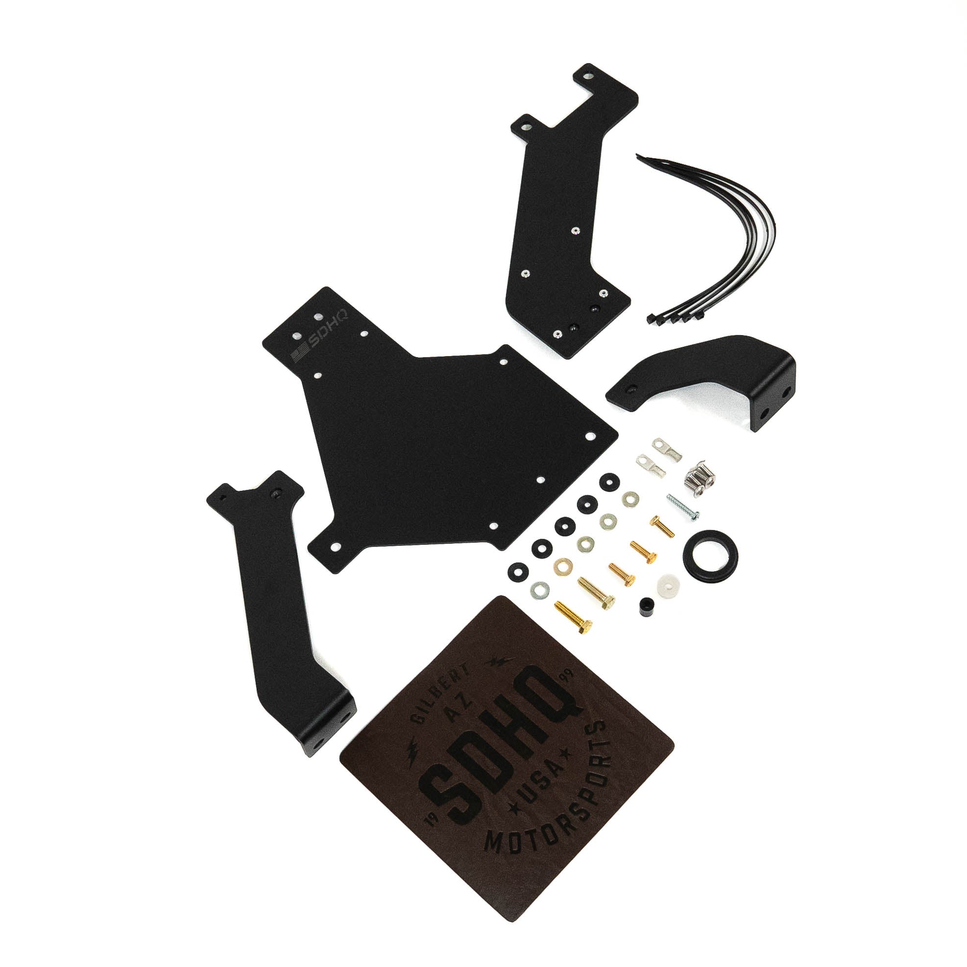 '22-Current Toyota Tundra Crew Max SDHQ Built ARB Air Compressor Mount Display of included parts and hardware