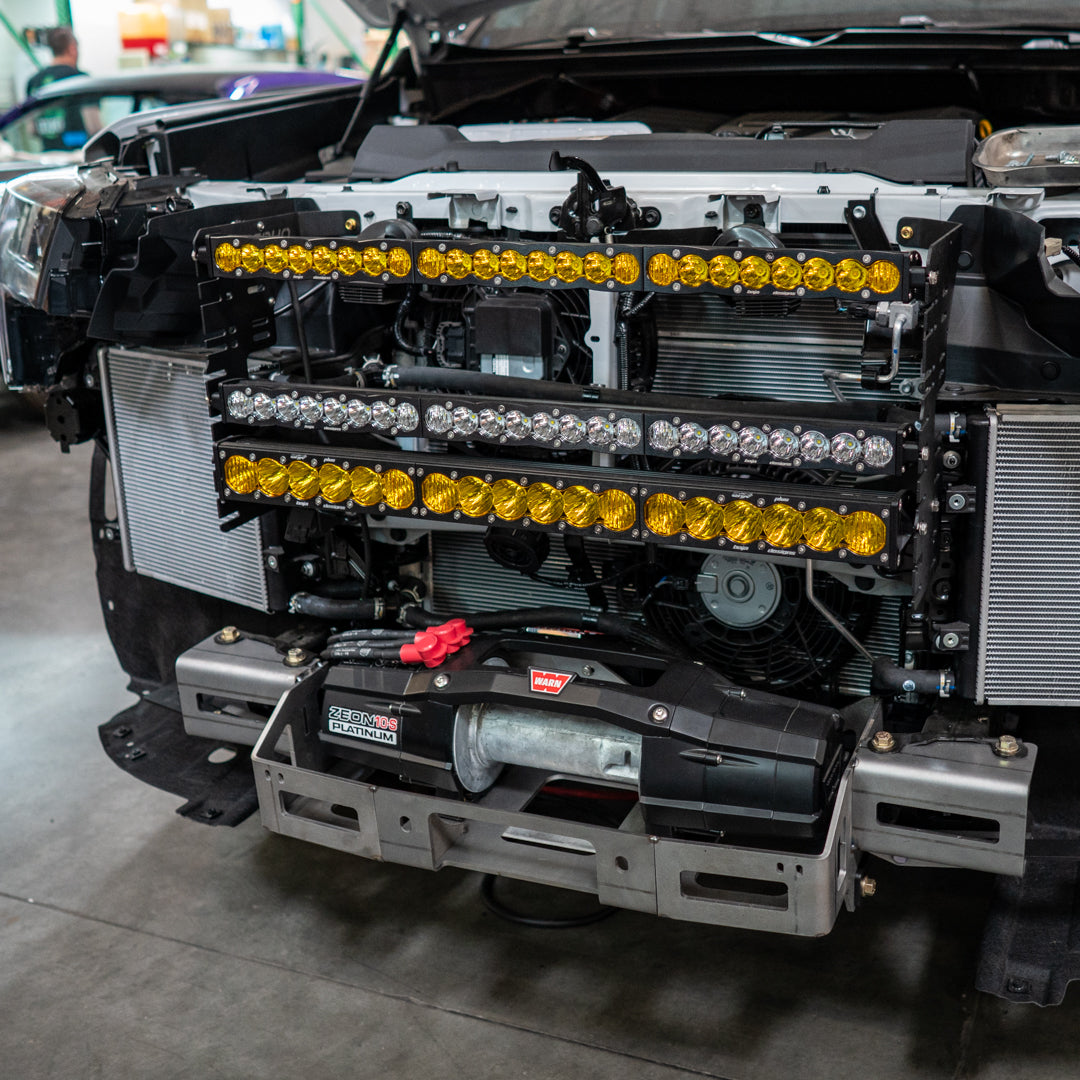 '22-24 Toyota Tundra/Sequoia SDHQ Built Behind the Grille Light Bar Mount installed display