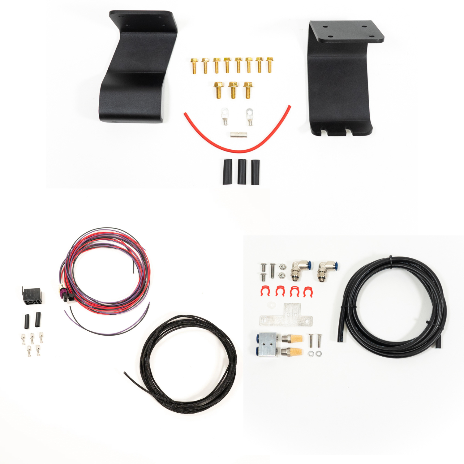 SDHQ Built '23-24 Sequoia ARB Twin Compressor Mounting Kit Display of included parts